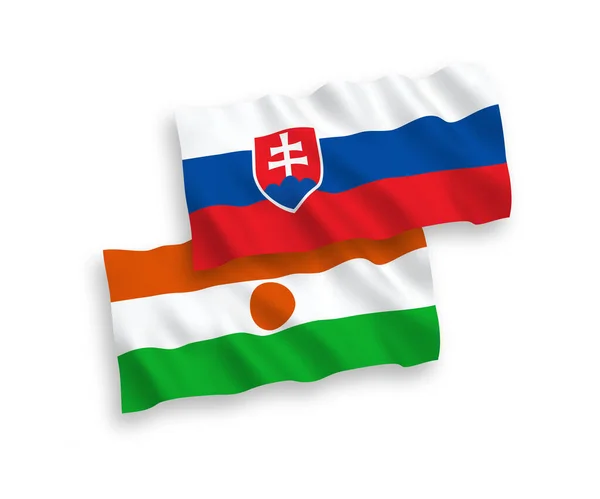 National Vector Fabric Wave Flags Slovakia Republic Niger Isolated White — Stock vektor