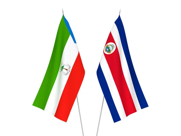 Nationale Stoffen Vlaggen Van Republiek Costa Rica Republiek Equatoriaal Guinea — Stockfoto