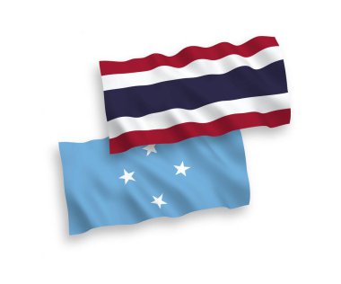 Mikronezya ve Tayland Birleşik Devletleri bayrakları beyaz arka planda izole edilmiş. 1 'e 2 oranında.