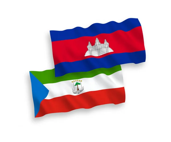 Bandeiras Tecido Vetorial Nacional Reino Camboja República Guiné Equatorial Isoladas —  Vetores de Stock
