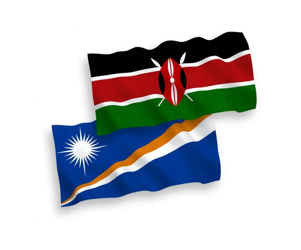 Banderas Nacionales Ondas Vectoriales República Las Islas Marshall Kenia Aisladas — Archivo Imágenes Vectoriales