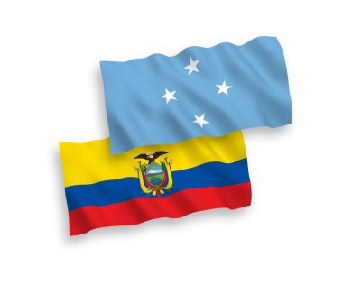 Beyaz zemin üzerinde, Mikronezya ve Ekvador Federal Devletleri 'nin ulusal taşıyıcı kumaş bayrakları var. 1 'e 2 oranında.