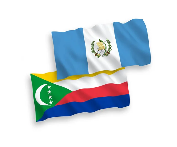 National Vector Fabric Wave Flags Union Comoros Republic Guatemala Isolated — Stock vektor
