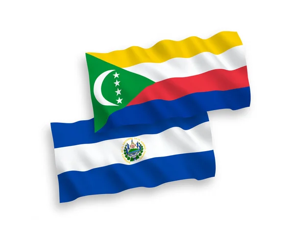 National Vector Fabric Wave Flags Union Comoros Republic Salvador Isolated — Stockvector