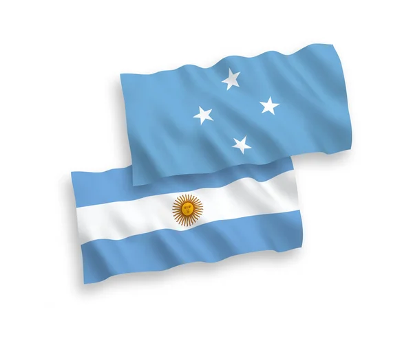 Banderas Nacionales Ondas Vectoriales Los Estados Federados Micronesia Argentina Aisladas — Vector de stock