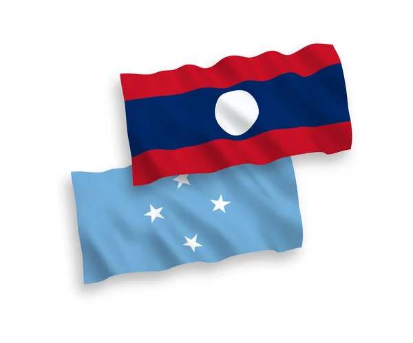 Bandeiras Onda Tecido Vetorial Nacional Dos Estados Federados Micronésia Laos —  Vetores de Stock