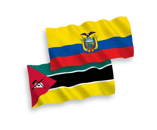 National Vector Fabric Wave Flags Republic Mozambique Ecuador Isolated White — Image vectorielle