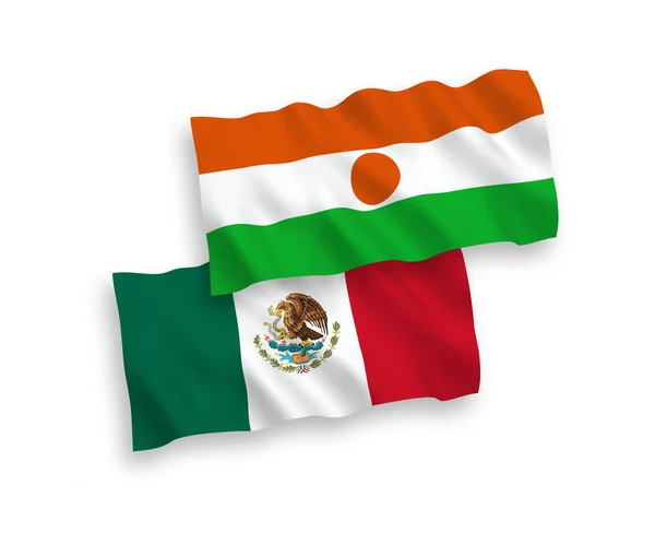 National Vector Fabric Wave Flags Mexico Republic Niger Isolated White — Stock vektor