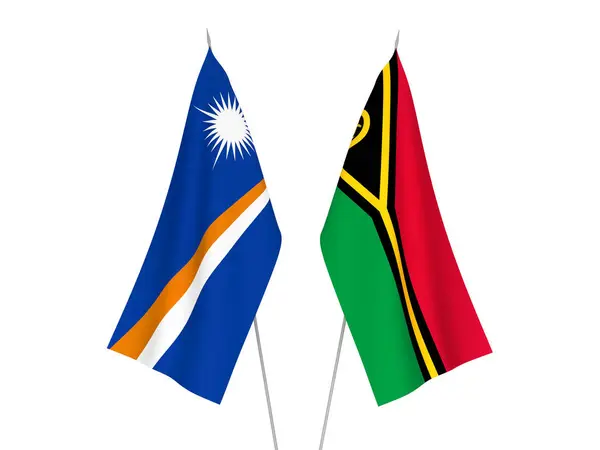 Národní Textilní Vlajky Republiky Marshallovy Ostrovy Republiky Vanuatu Izolované Bílém — Stock fotografie