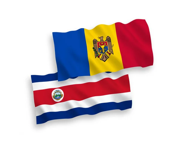 National Vector Fabric Wave Flags Republic Costa Rica Moldova Isolated — Stockový vektor