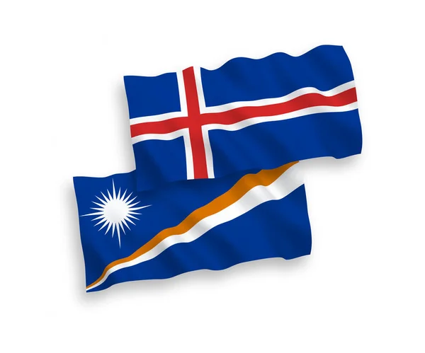 National Vector Fabric Wave Flags Republic Marshall Islands Iceland Isolated — 스톡 벡터