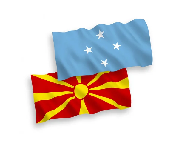 National Vector Fabric Wave Flags Federated States Micronesia North Macedonia — Image vectorielle