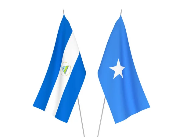 National Fabric Flags Somalia Nicaragua Isolated White Background Rendering Illustration — 图库照片