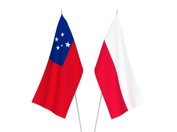 National Fabric Flags Independent State Samoa Poland Isolated White Background — Stock Fotó