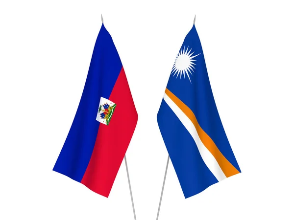 National Fabric Flags Republic Marshall Islands Republic Haiti Isolated White — Stockfoto