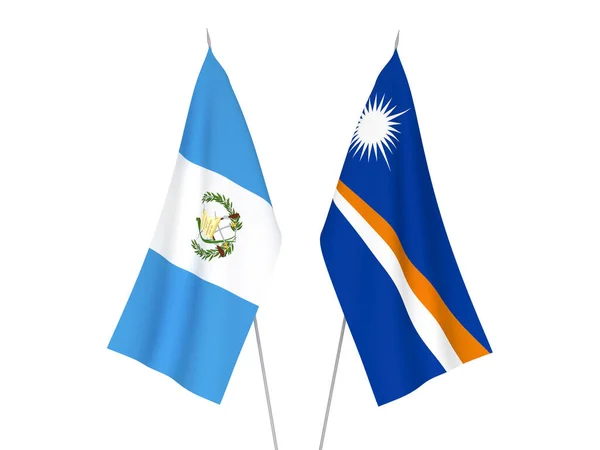 National Fabric Flags Republic Marshall Islands Republic Guatemala Isolated White — Foto de Stock