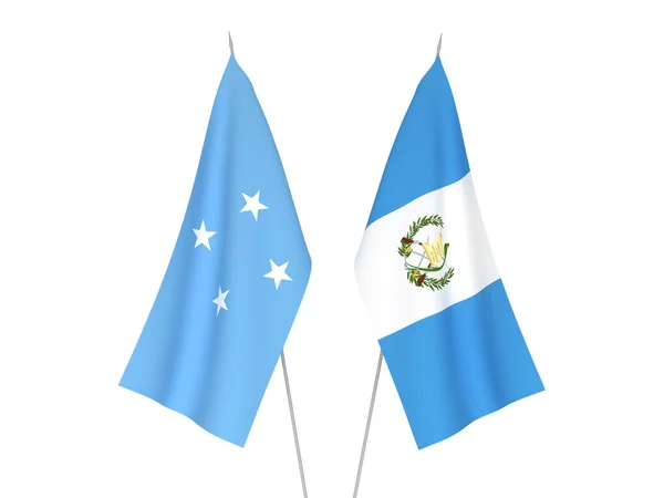 National Fabric Flags Federated States Micronesia Republic Guatemala Isolated White — 图库照片