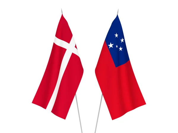 National Fabric Flags Independent State Samoa Denmark Isolated White Background — 图库照片