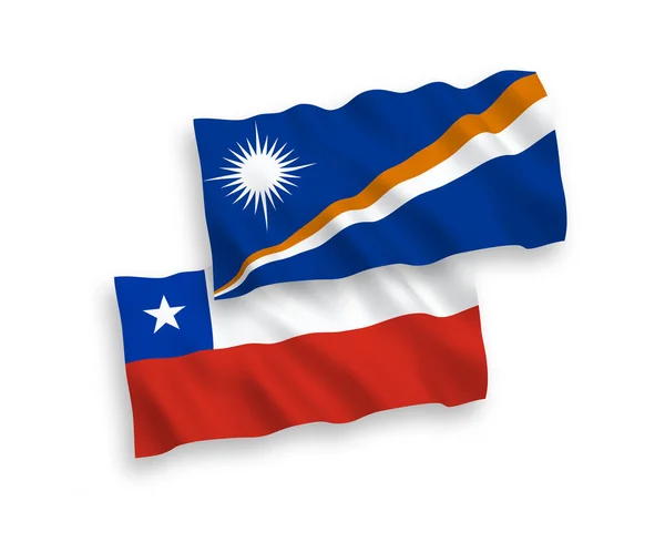 National Vector Fabric Wave Flags Republic Marshall Islands Chile Isolated — 图库矢量图片
