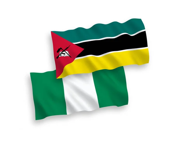 National Vector Fabric Wave Flags Republic Mozambique Nigeria Isolated White — Stock Vector