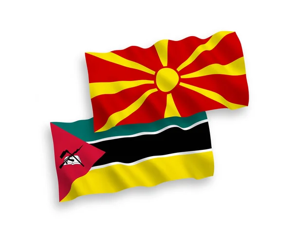 National Vector Fabric Wave Flags Republic Mozambique North Macedonia Isolated — Stok Vektör