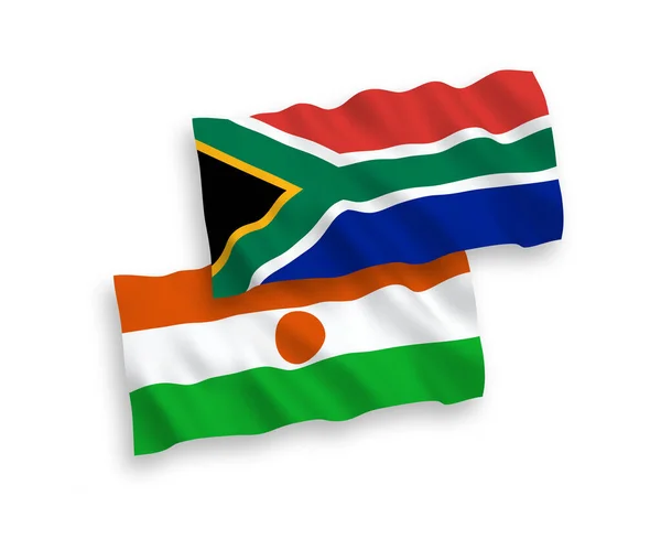 National Vector Fabric Wave Flags Republic Niger Republic South Africa — Vector de stock