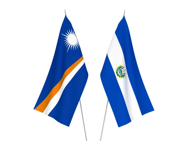 National Fabric Flags Republic Marshall Islands Republic Salvador Isolated White — 图库照片