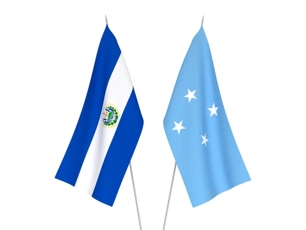 National Fabric Flags Federated States Micronesia Republic Salvador Isolated White —  Fotos de Stock