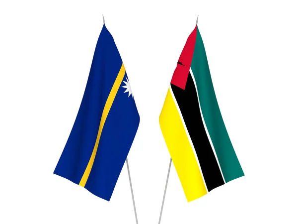 National Fabric Flags Republic Mozambique Republic Nauru Isolated White Background — Foto de Stock