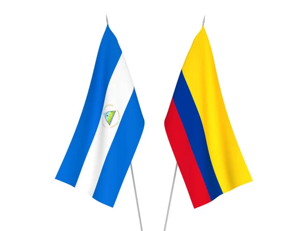 National Fabric Flags Colombia Nicaragua Isolated White Background Rendering Illustration — Foto de Stock