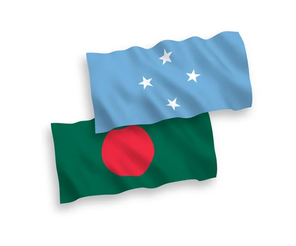 Национальные Векторные Волновые Флаги Федеративных Штатов Микронезии Бангладеш Изолированы Белом — стоковый вектор