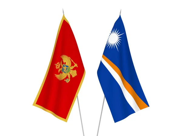 National Fabric Flags Republic Marshall Islands Montenegro Isolated White Background —  Fotos de Stock