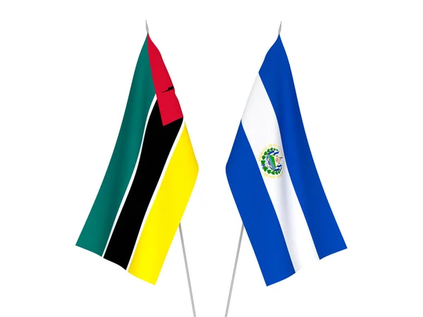 National Fabric Flags Republic Mozambique Republic Salvador Isolated White Background — Foto de Stock