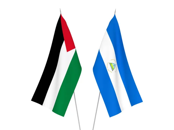 National Fabric Flags Palestine Nicaragua Isolated White Background Rendering Illustration — Stock fotografie