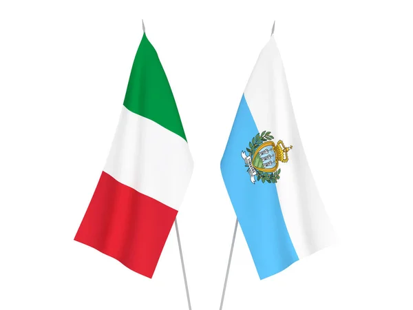 National Fabric Flags Italy San Marino Isolated White Background Rendering — Foto de Stock
