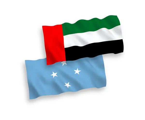 Национальные Векторные Волновые Флаги Федеративных Штатов Микронезии Объединенных Арабских Эмиратов — стоковый вектор