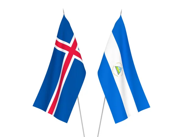 National Fabric Flags Iceland Nicaragua Isolated White Background Rendering Illustration — Stock Photo, Image