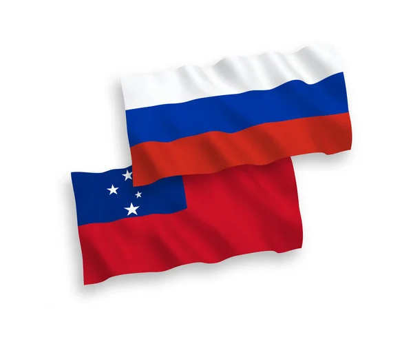National Vector Fabric Wave Flags Independent State Samoa Russia Isolated — Stock vektor