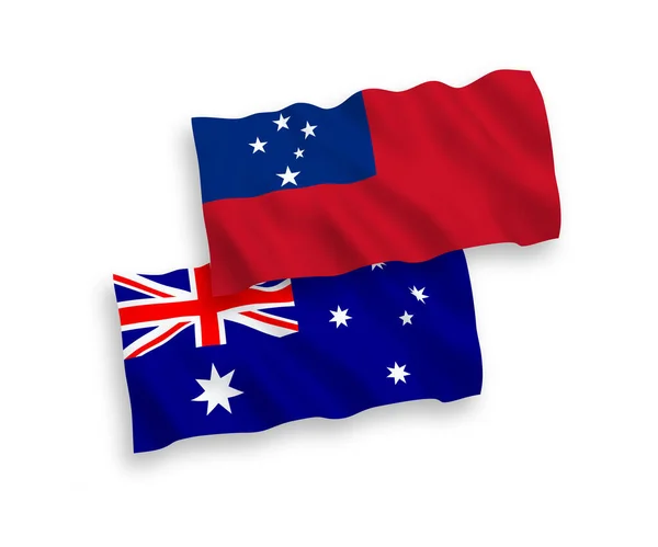 National Vector Fabric Wave Flags Australia Independent State Samoa Isolated — 图库矢量图片
