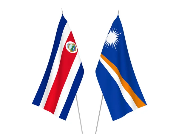 National Fabric Flags Republic Marshall Islands Republic Costa Rica Isolated — Stockfoto