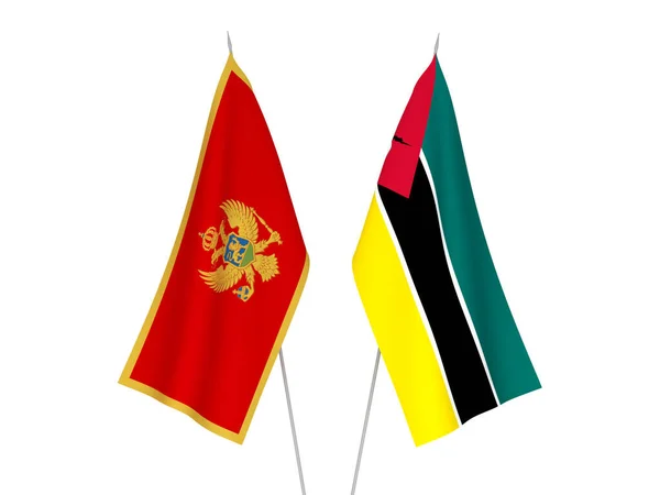 National Fabric Flags Republic Mozambique Montenegro Isolated White Background Rendering — Foto de Stock