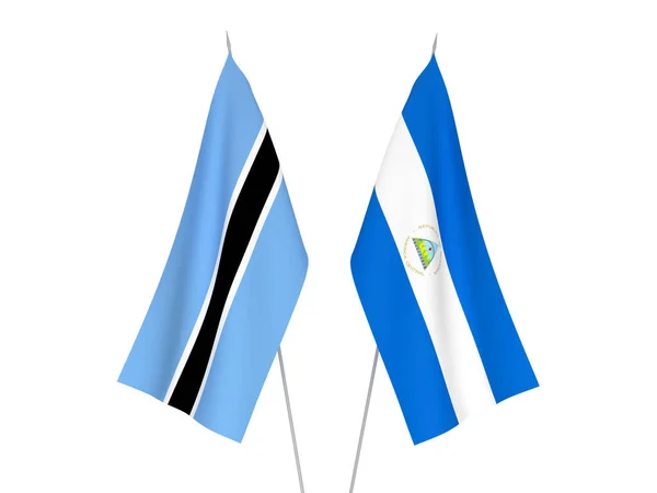 National Fabric Flags Botswana Nicaragua Isolated White Background Rendering Illustration —  Fotos de Stock