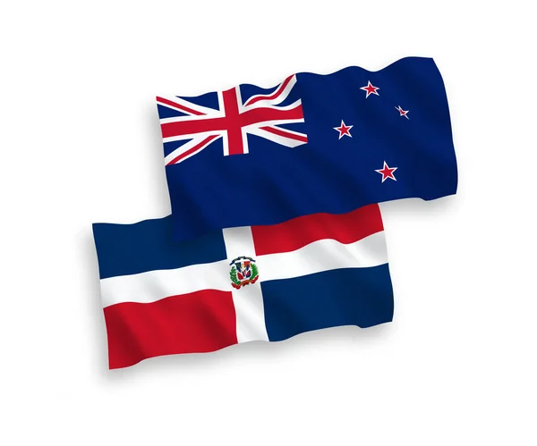 National Vector Fabric Wave Flags New Zealand Dominican Republic Isolated — Stockvector