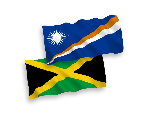 Nemzeti Vektor Szövet Hullám Zászlók Köztársaság Marshall Szigetek Jamaica Elszigetelt — Stock Vector