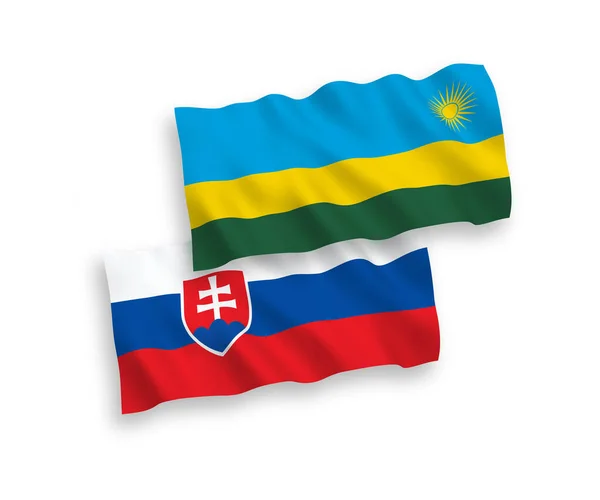 National Vector Fabric Wave Flags Slovakia Republic Rwanda Isolated White — Stock vektor