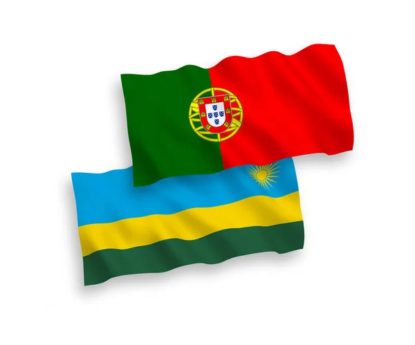 National Vector Fabric Wave Flags Portugal Republic Rwanda Isolated White — Archivo Imágenes Vectoriales