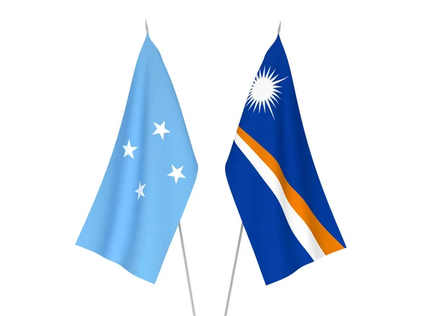 National Fabric Flags Federated States Micronesia Republic Marshall Islands Isolated — 图库照片