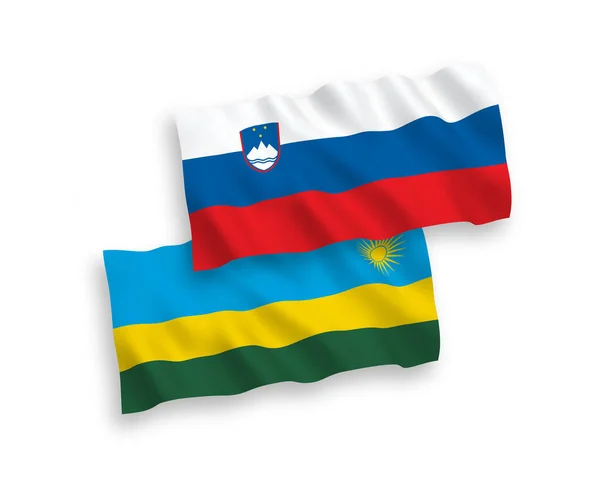 National Vector Fabric Wave Flags Slovenia Republic Rwanda Isolated White — Wektor stockowy
