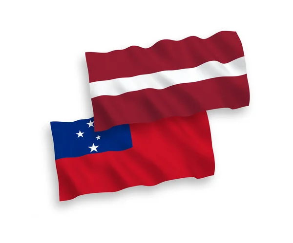 National Vector Fabric Wave Flags Latvia Independent State Samoa Isolated — Wektor stockowy
