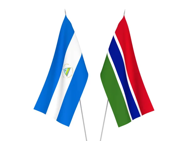 National Fabric Flags Republic Gambia Nicaragua Isolated White Background Rendering — Stockfoto